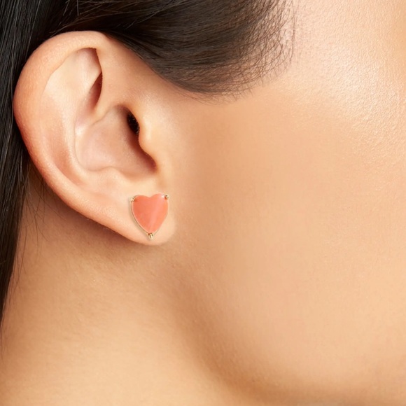 $68 Lele Sadoughi ASHFORD HEART STUD EARRINGS coral - Picture 2 of 5